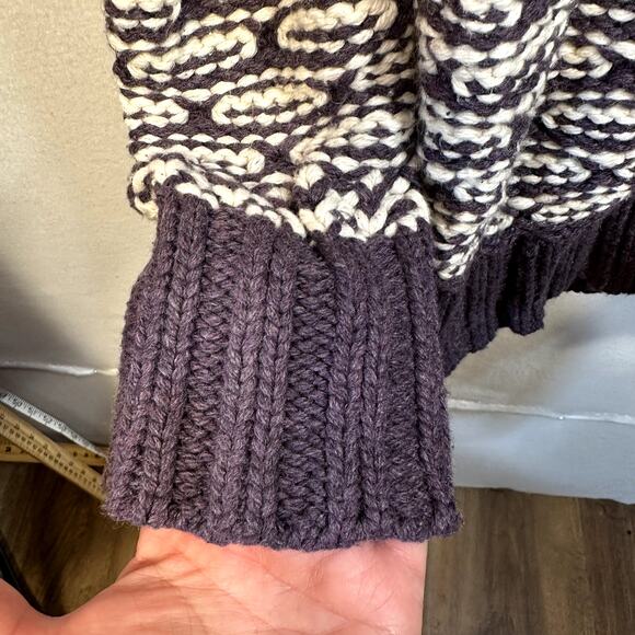 Old Navy Pullover Hooded Sweater Women L Chunky Knit Heavyweight V Neck Cozy Y2K - Picture 4 of 9